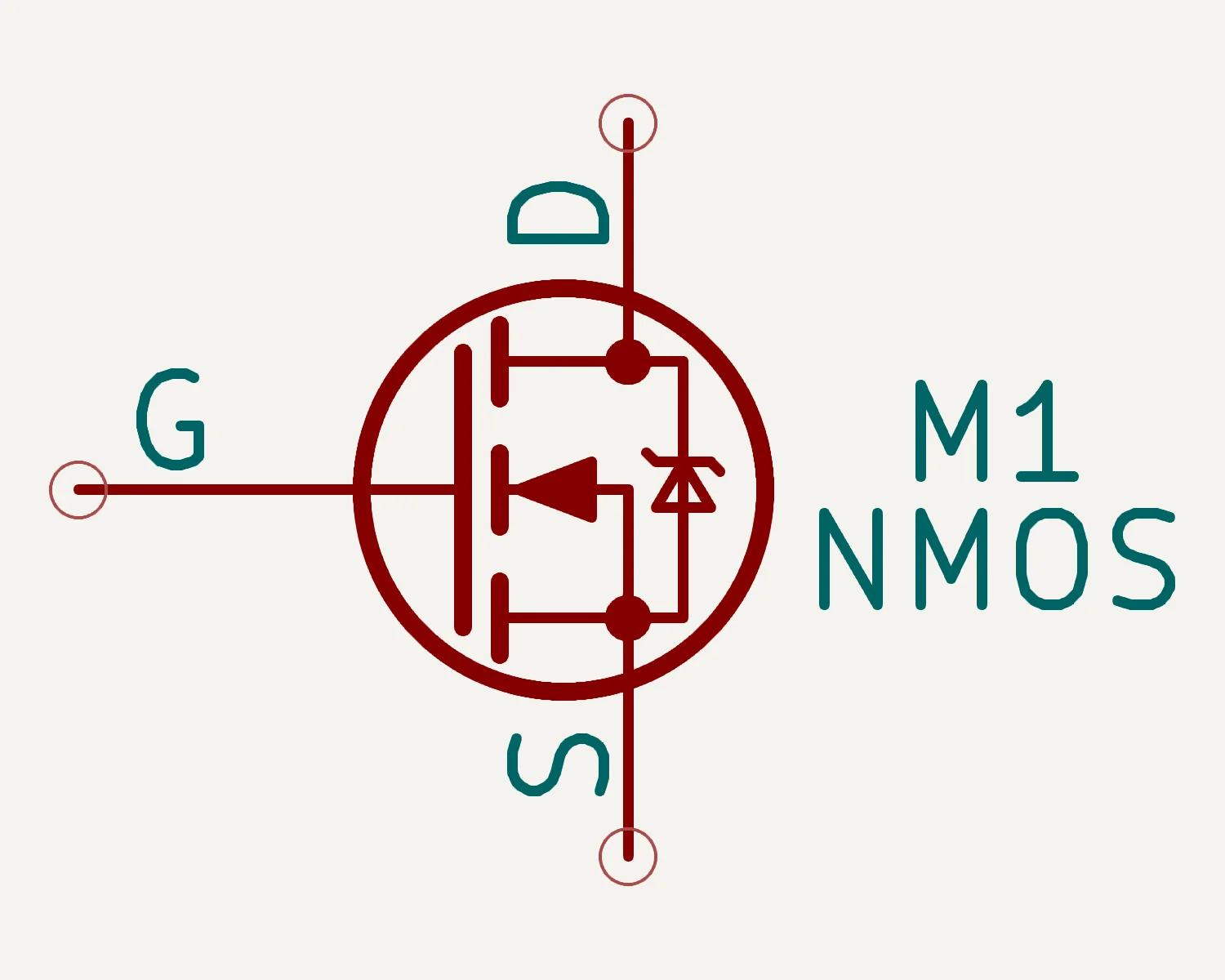 A KiCAD symbol for an N-channel MOSFET.