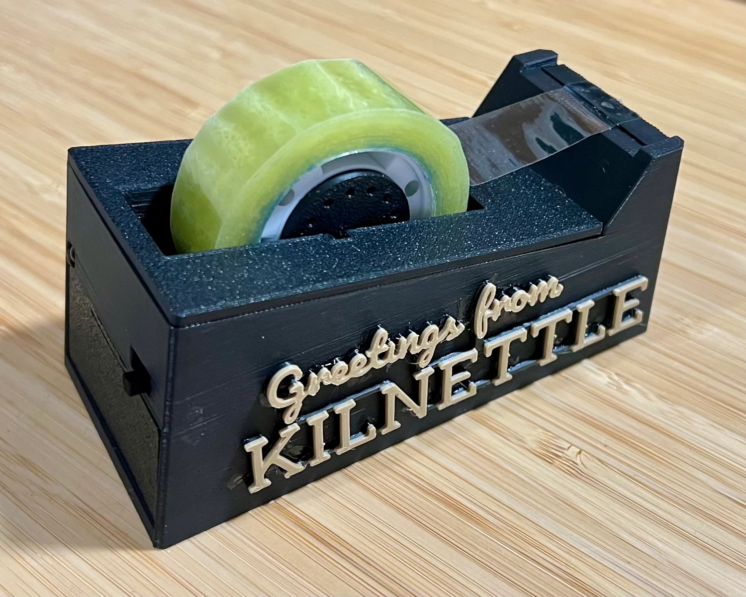 A completed Kilnettle Talking Tape Dispenser