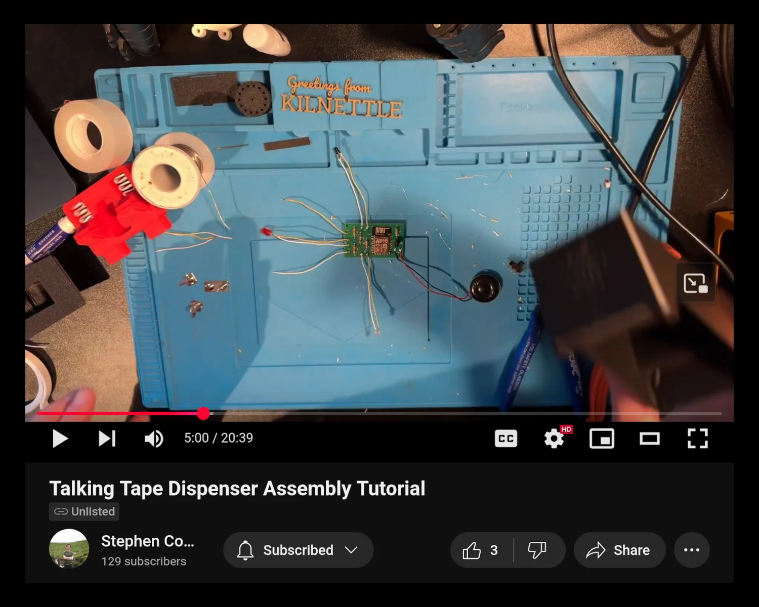 Stephen Coyle building a dispenser on YouTube.