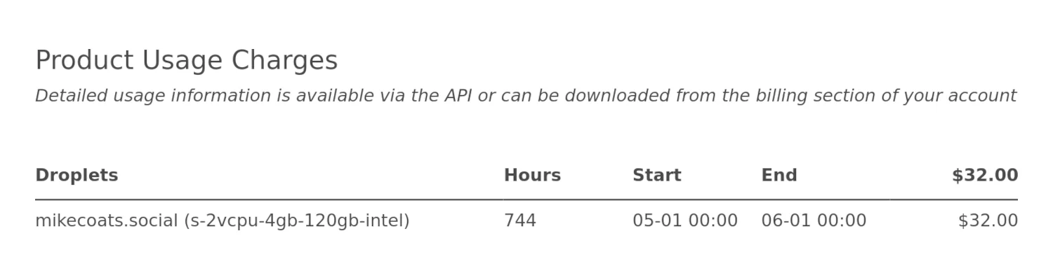 A line from a DigitalOcean invoice.