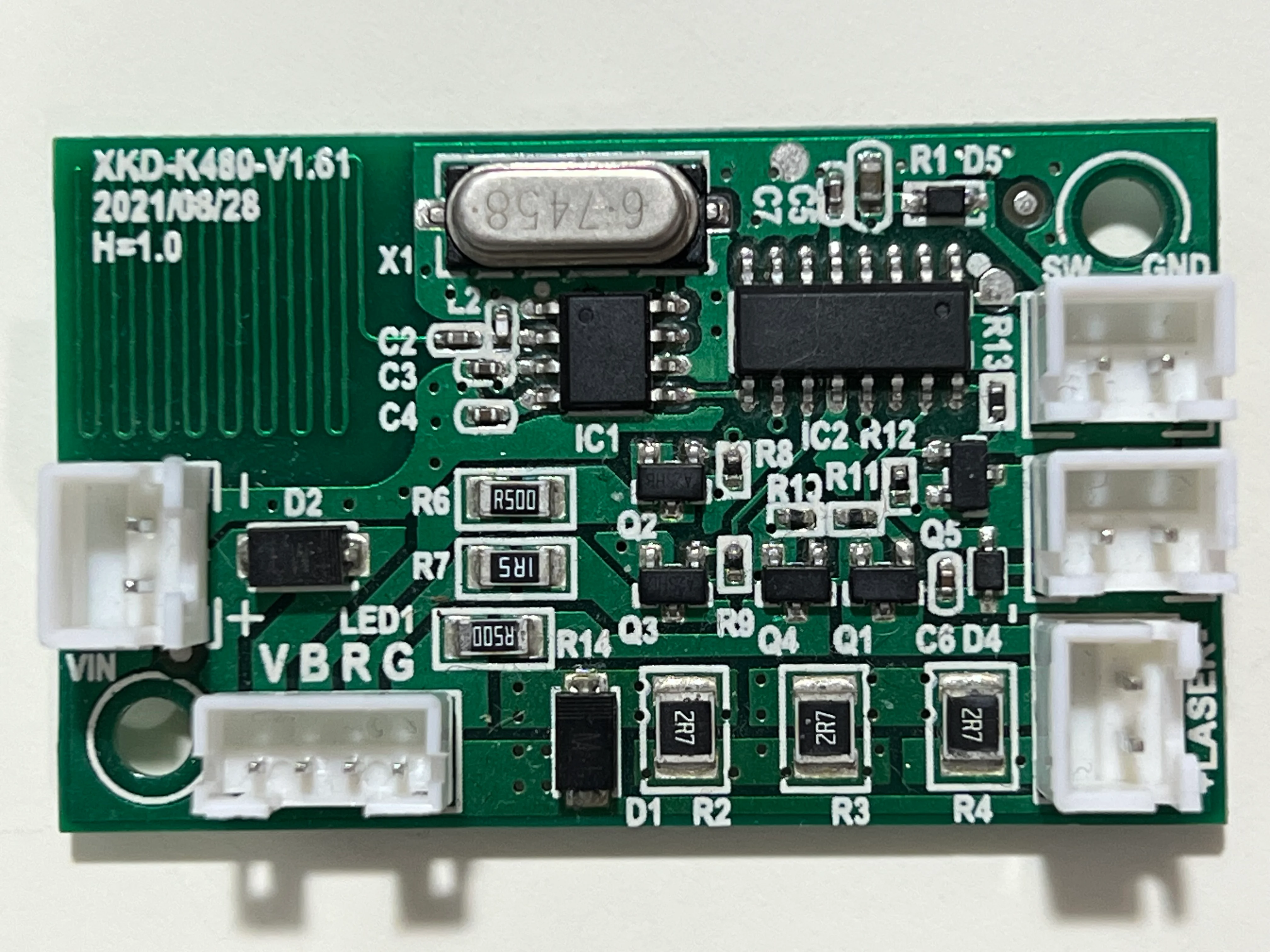 The front of the night light's PCB.