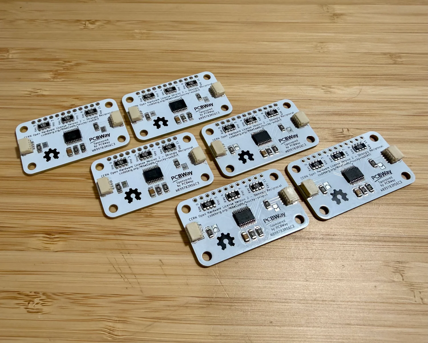 6 completed Touchy Subject boards.