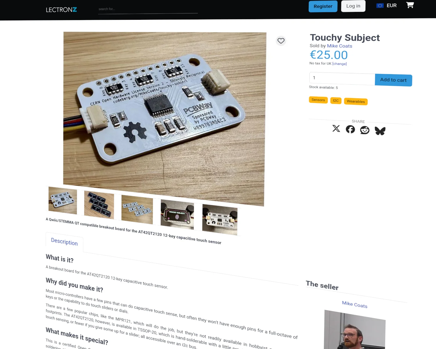 A screenshot of the Lectronz listing for Touchy Subject