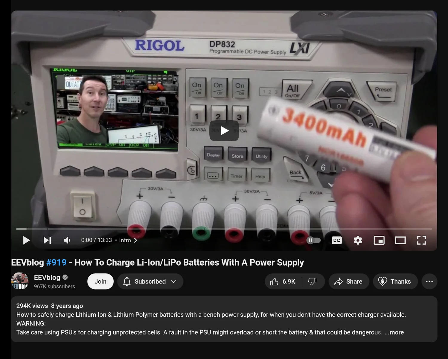 Screenshot of EEVBlog video 919